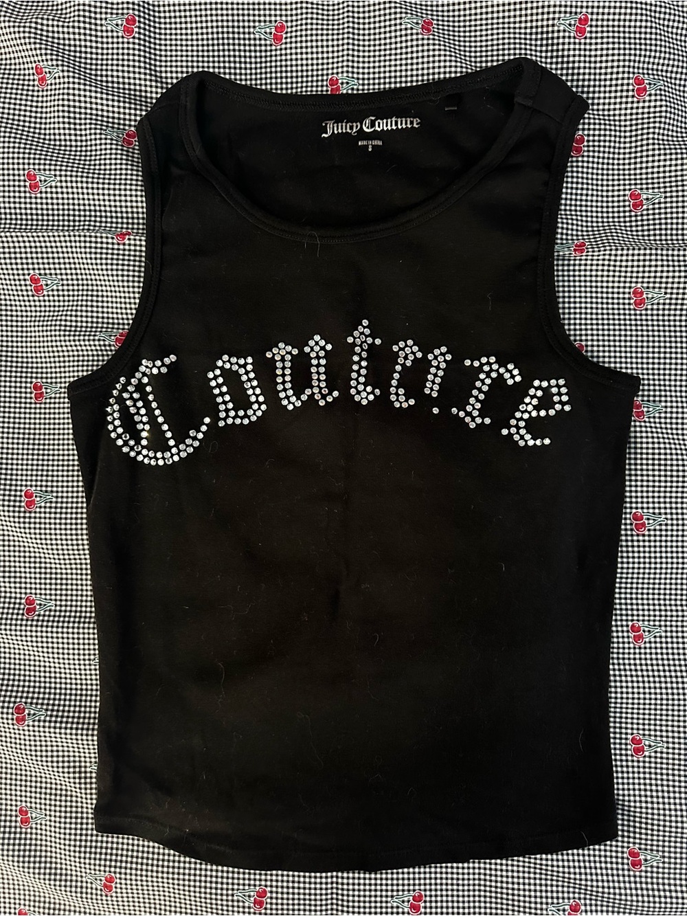 Juicy Couture Black Tank with Silver Rhinestone Logo